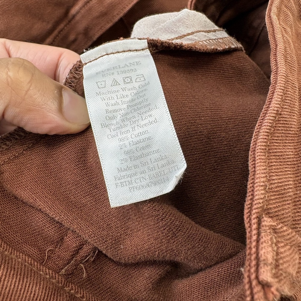Everlane Pants Women 10 Brown Barrel Leg Utility High Rise Cotton Casual Stretch - Picture 8 of 10